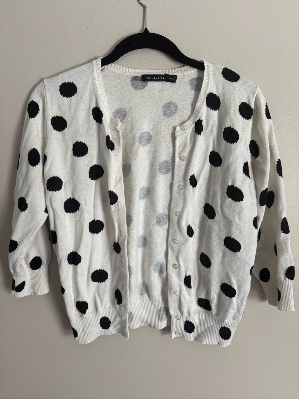 The Limited White and Black Polka Dot Cardigan